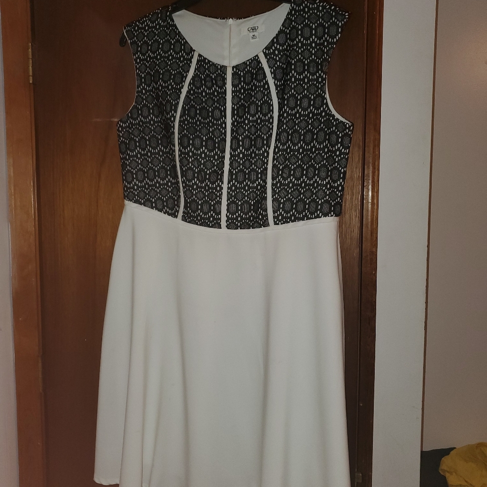 A gorgeous black and white sweetheart dress